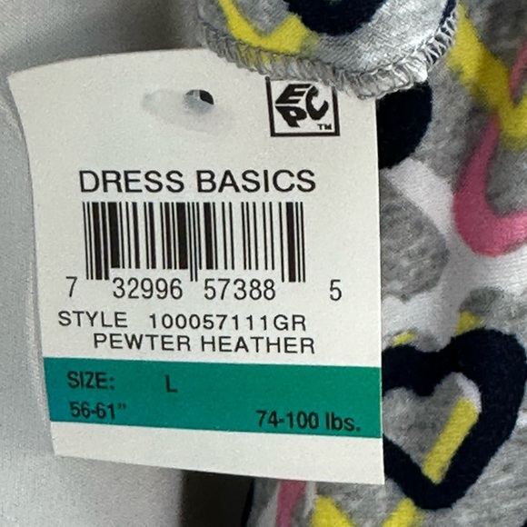 Epic Threads Girls Drop Shoulder Heart Print Dress - Grey Pink White Yellow- Lrg - Picture 7 of 8